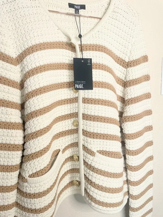 PAIGE Oberon Cardigan XL Ivory NWT Quiet Luxury Chic - Picture 7 of 12